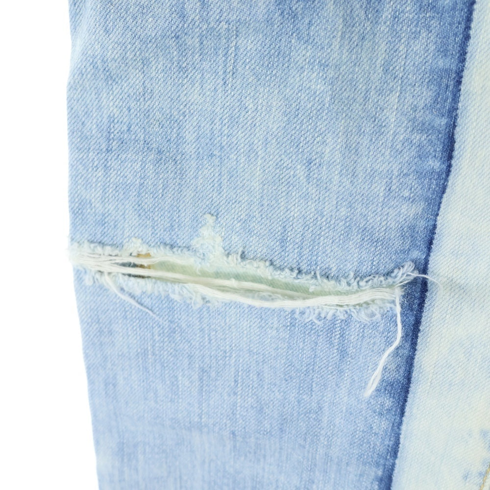 DSQUARED2(ディースクエアード) STRAIGHT LEG BOOT CUT JEAN ストレート ブーツカット ダメージ加工 マルチポケット ジップアップ デニムパンツ ホワイト S74LB0662