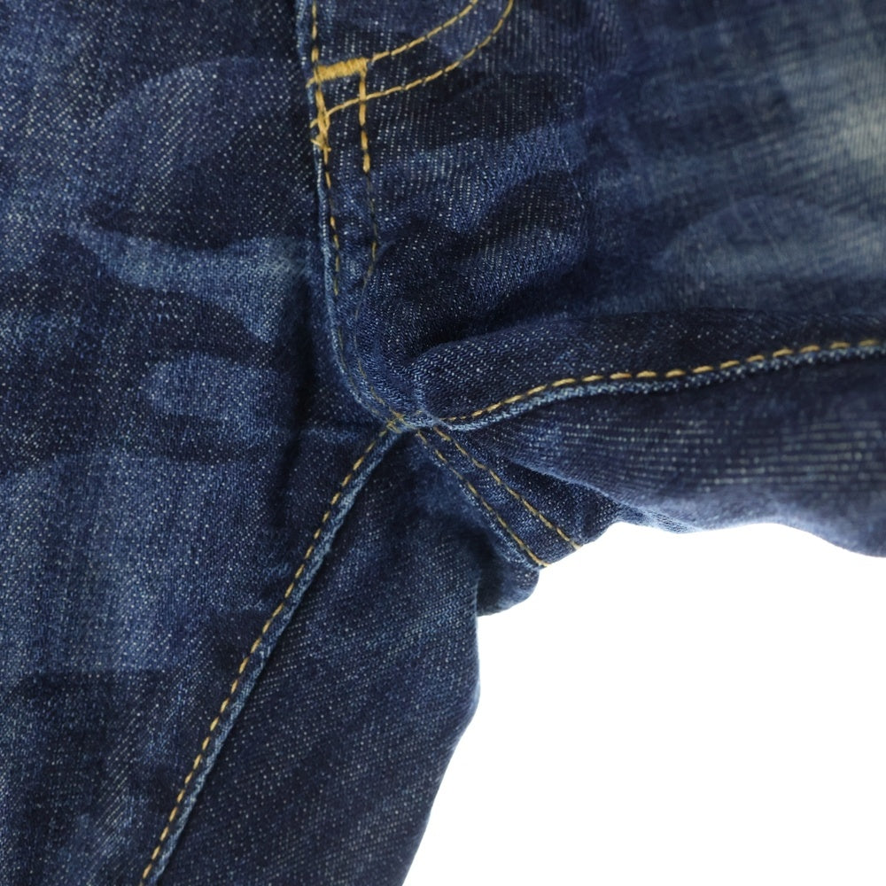 DSQUARED2(ディースクエアード) カモ柄 マルチポケット ジップアップ ストレートデニムパンツ インディゴ S74LA0613