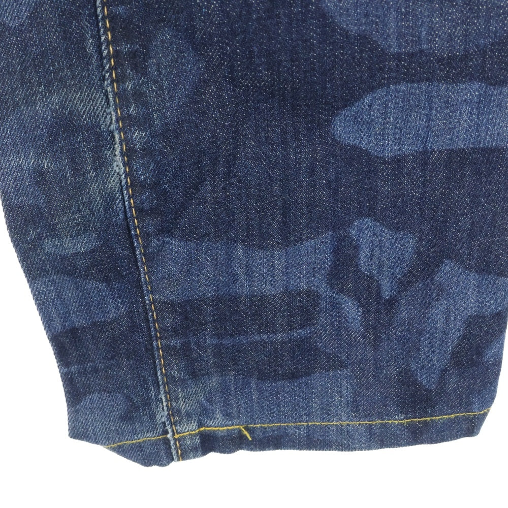 DSQUARED2(ディースクエアード) カモ柄 マルチポケット ジップアップ ストレートデニムパンツ インディゴ S74LA0613