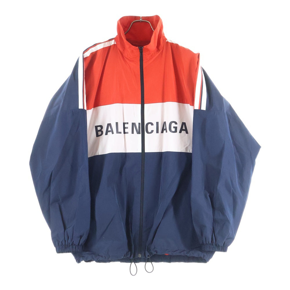 BALENCIAGA(バレンシアガ) 18AW Tracksuit Poplin Jacket フロントロゴプリント ジップアップ トラックジャケット レッド/ホワイト/ネイビー 528638 TYD36