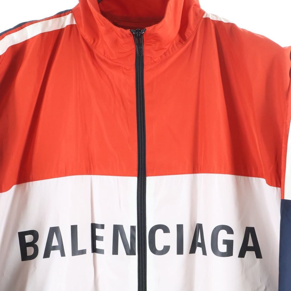 BALENCIAGA(バレンシアガ) 18AW Tracksuit Poplin Jacket フロントロゴプリント ジップアップ トラックジャケット レッド/ホワイト/ネイビー 528638 TYD36