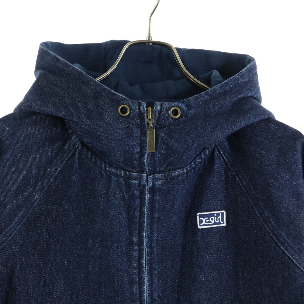 X-GIRL(エックスガール) トレードマーク刺繍 フーディー デニムジップアップジャケット レディース インディゴ 0544511