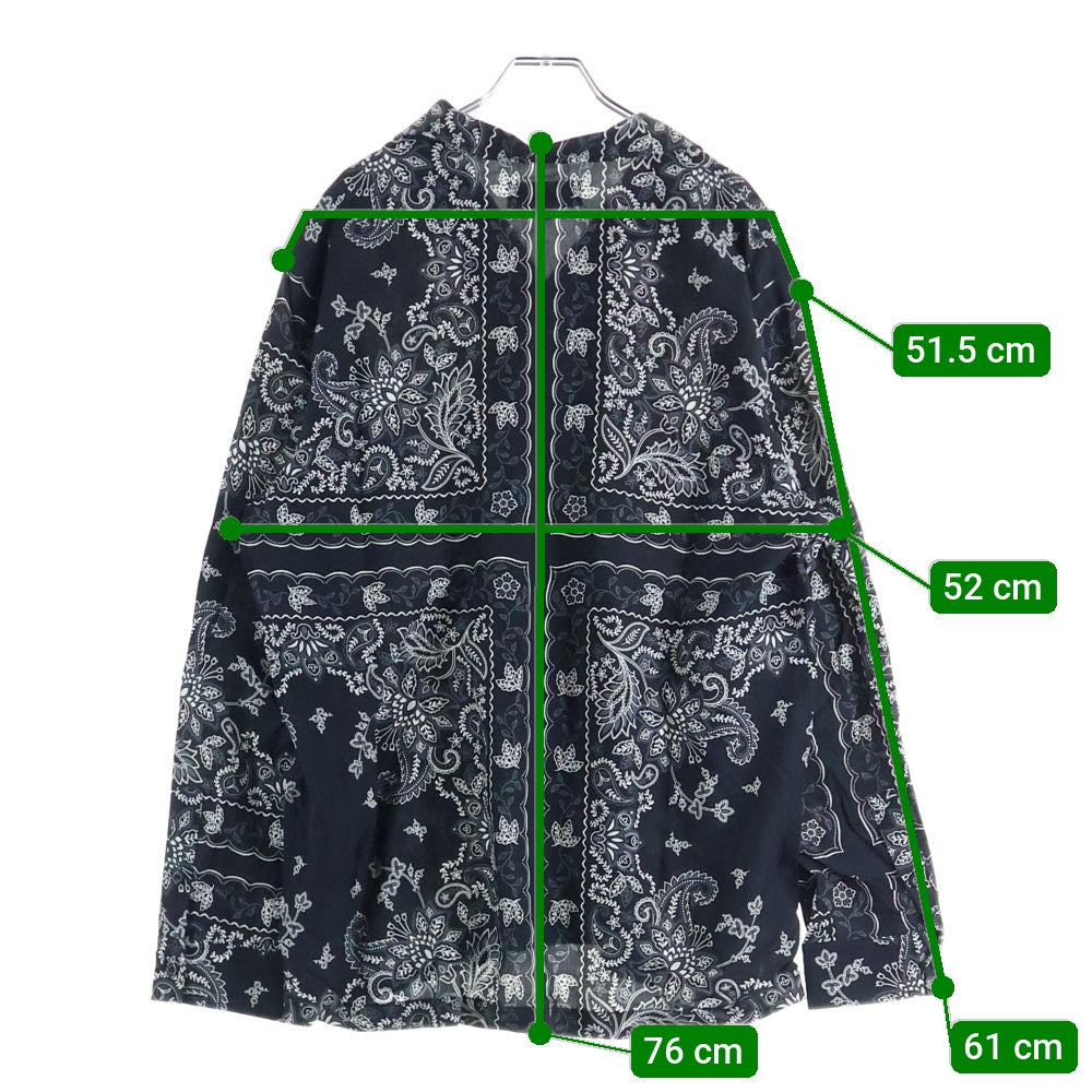 KITH(キス) Vintage Floral Bandana LongSleeve Thompson Shirt ヴィンテージ フローラル ロングスリーブ トンプソン 長袖シャツ ブラック