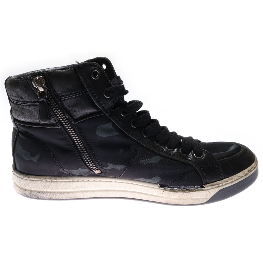 PRADA ハイカットスニーカー ブラック カモフラージュ　35 PRADA(プラダ) テスートナイロン カモフラージュ ハイカットスニーカー