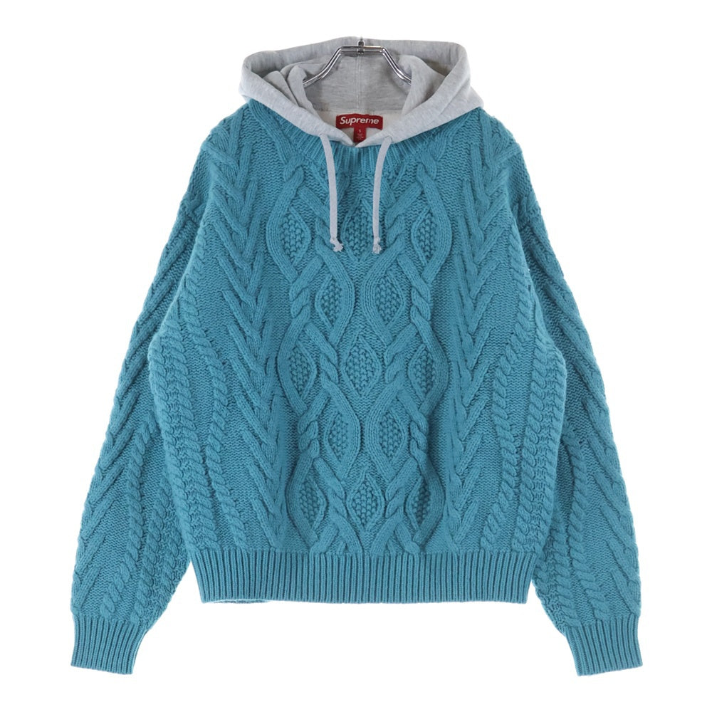 SUPREME(シュプリーム) 25AW Cable Hooded Sweater ケーブル フーデッドセーター ニット ティール