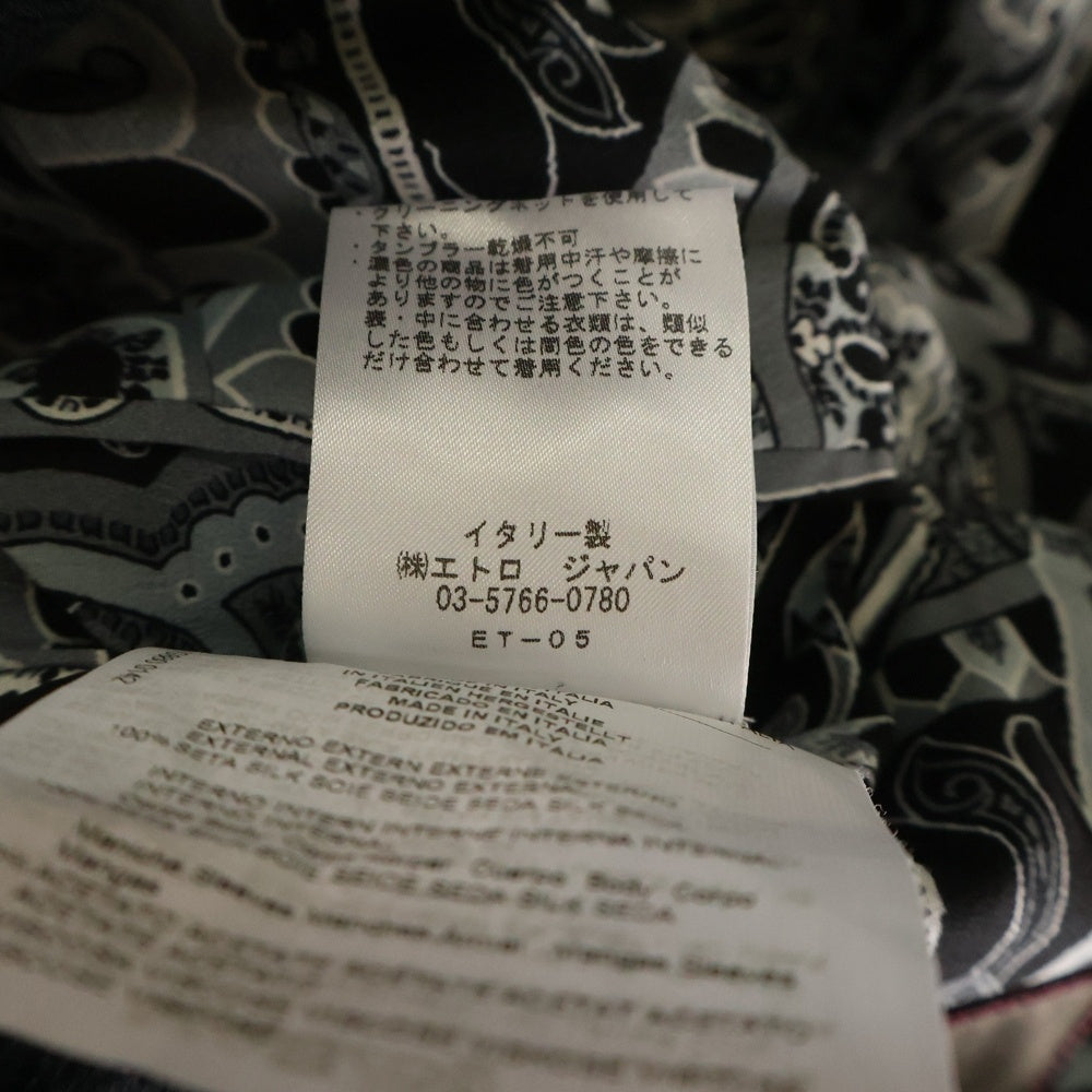 ETRO(エトロ) 裏地ペイズリー柄 2B シルクテーラードジャケット ブラック 152-1G880-0142