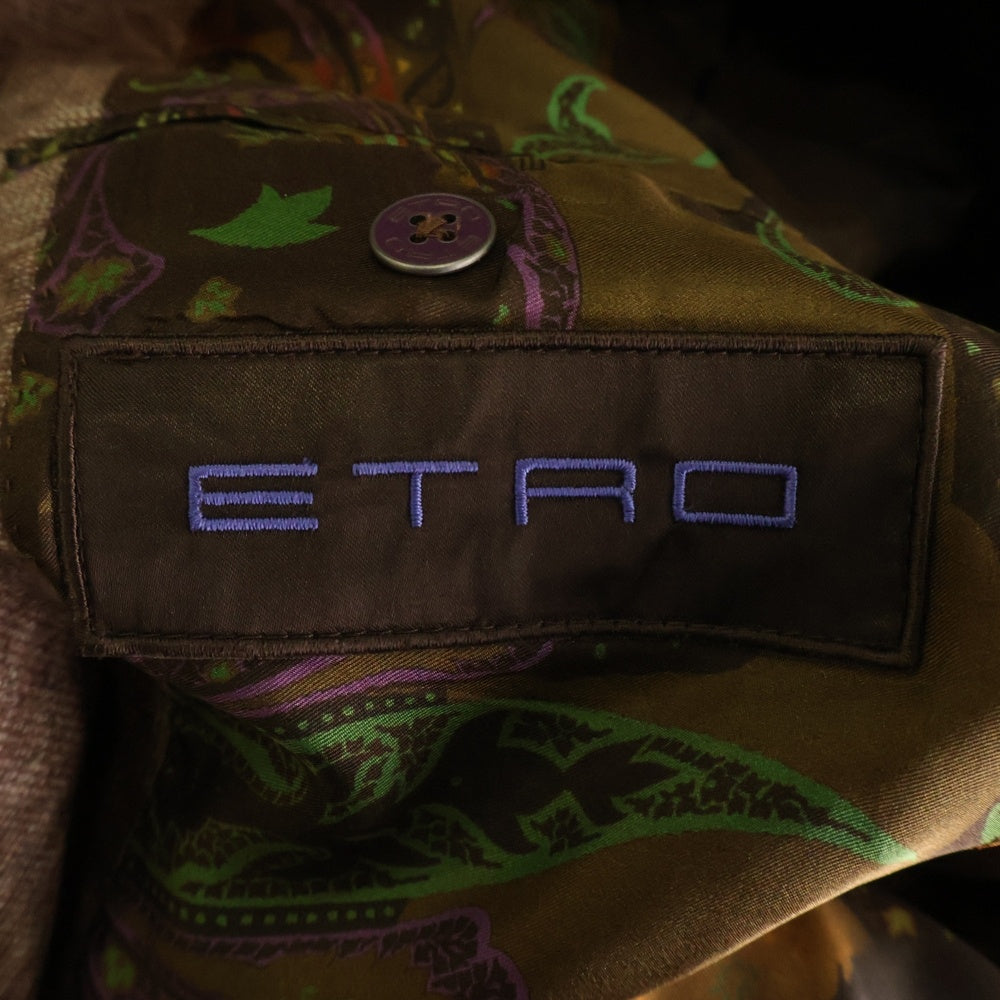 ETRO(エトロ) 裏地ペイズリー柄 2B シルクテーラードジャケット ベージュ 132-10853-0366