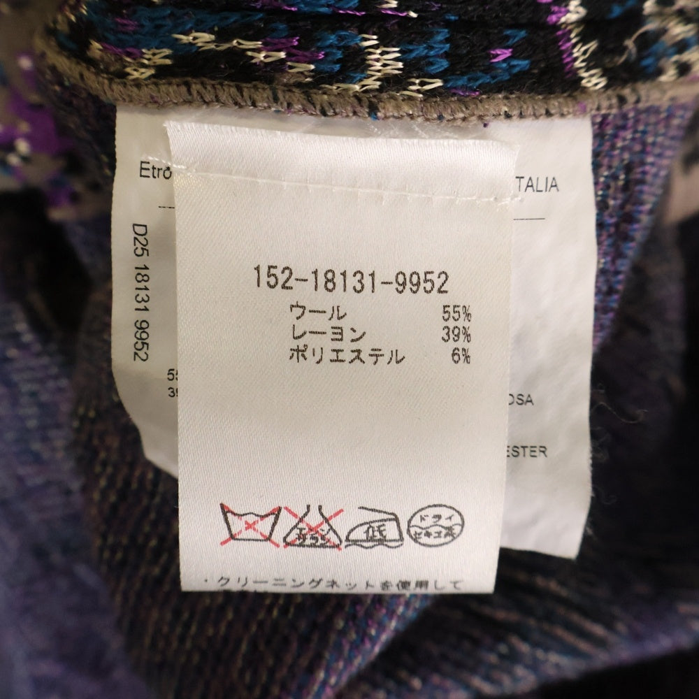 [美品]ETRO エトロ　シルクプリント切り替え デザインニット カーディガン SALE｜ETRO エトロ / ウールシルクナイロン ミドルゲージニット