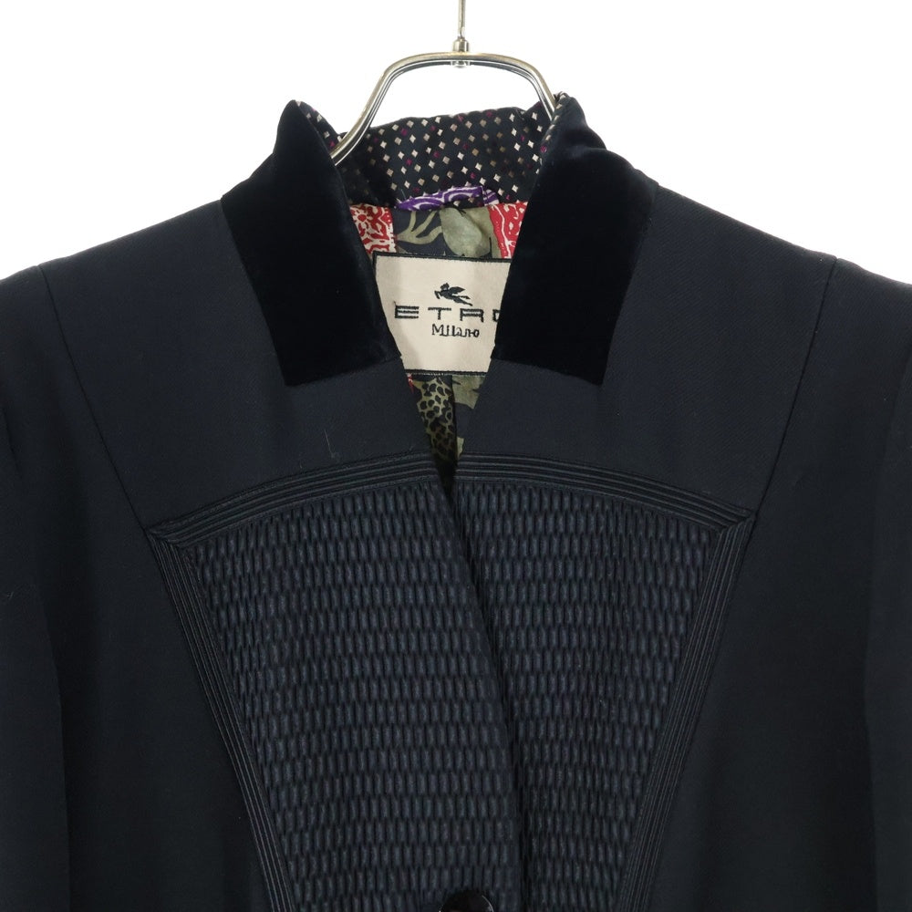 ETRO(エトロ) ウール混 ノーカラーガウンコート ブラック 092-15157-0407