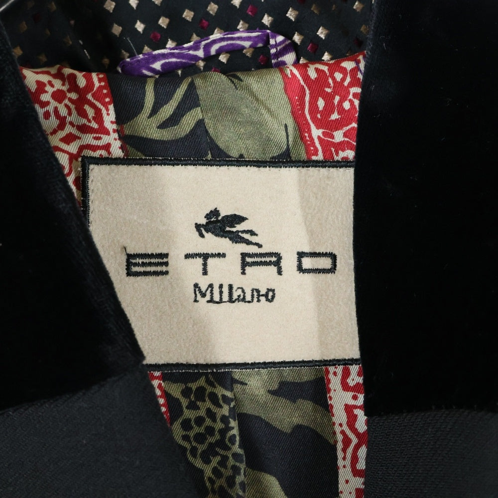 ETRO(エトロ) ウール混 ノーカラーガウンコート ブラック 092-15157-0407