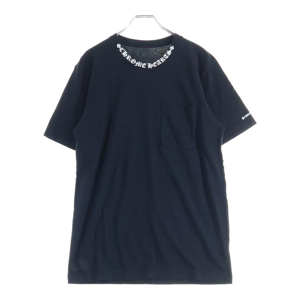 CHROME HEARTS(クロムハーツ) NECK LOGO S/S TEE ネック ロゴプリントTシャツ 半袖カットソー ブラック