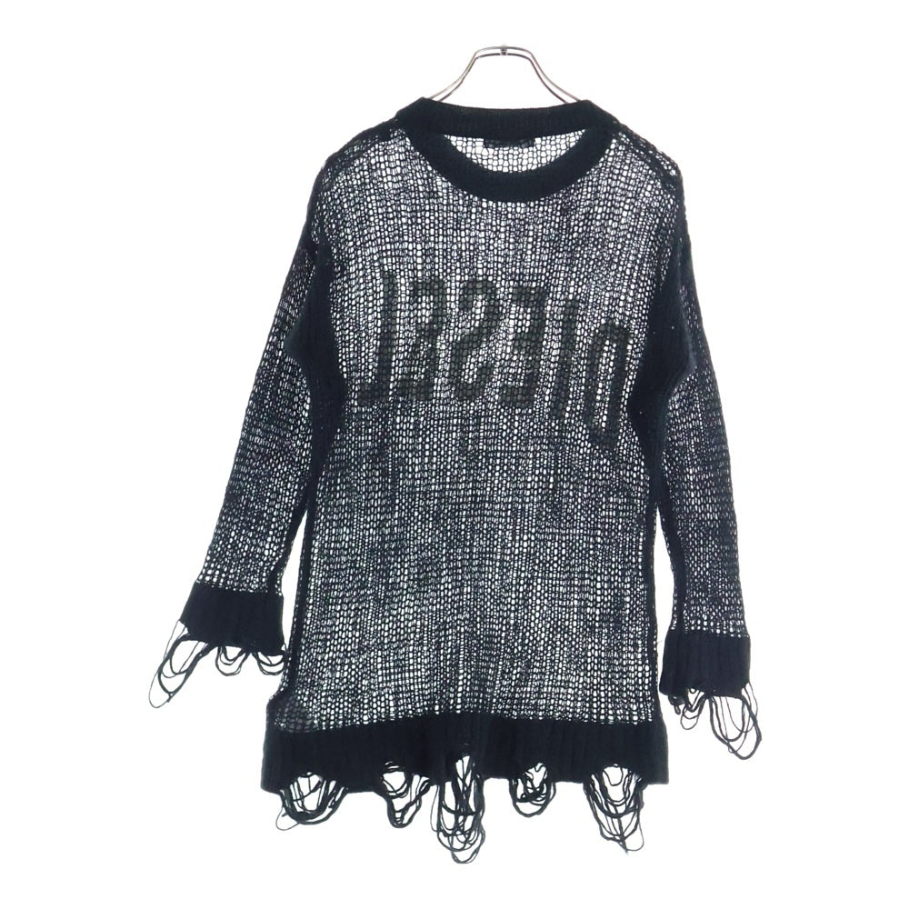 DIESEL(ディーゼル) カットオフ加工 ローゲージ クルーネックニットセーター レディース ブラック 00SYX5