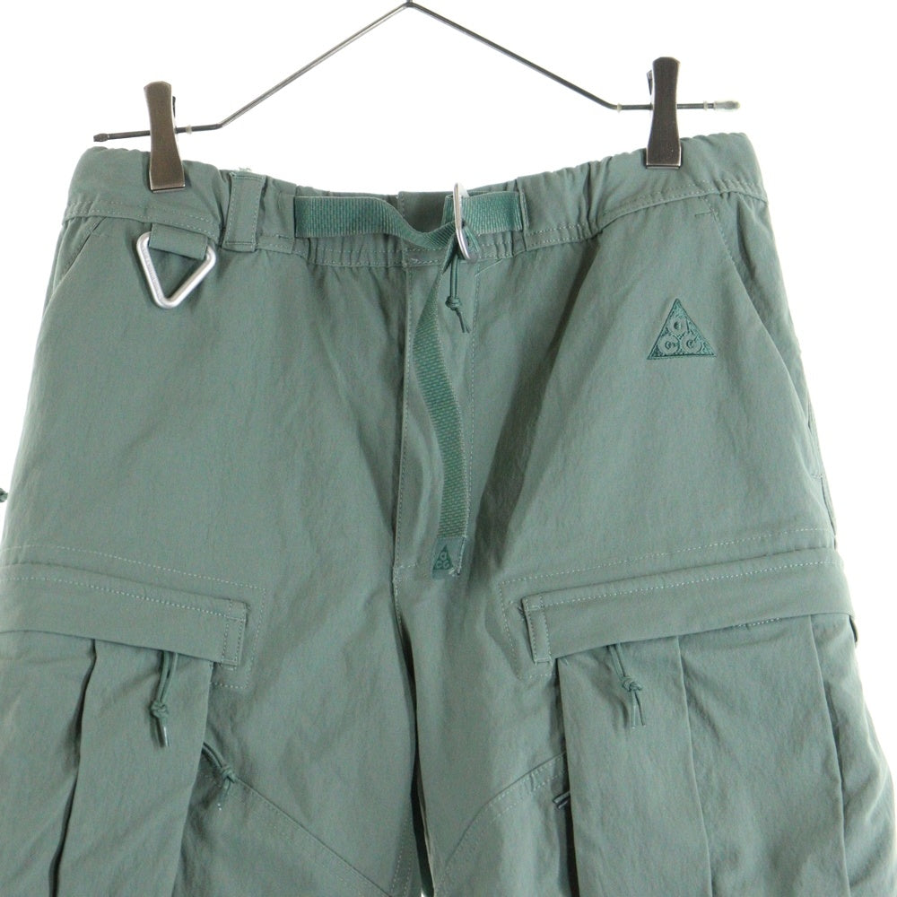 NIKE ACG(ナイキエーシージー) マルチポケット ロゴデザイン金具 ベルト付き ジップアップ ナイロン カーゴパンツ カーキ CV0656-365