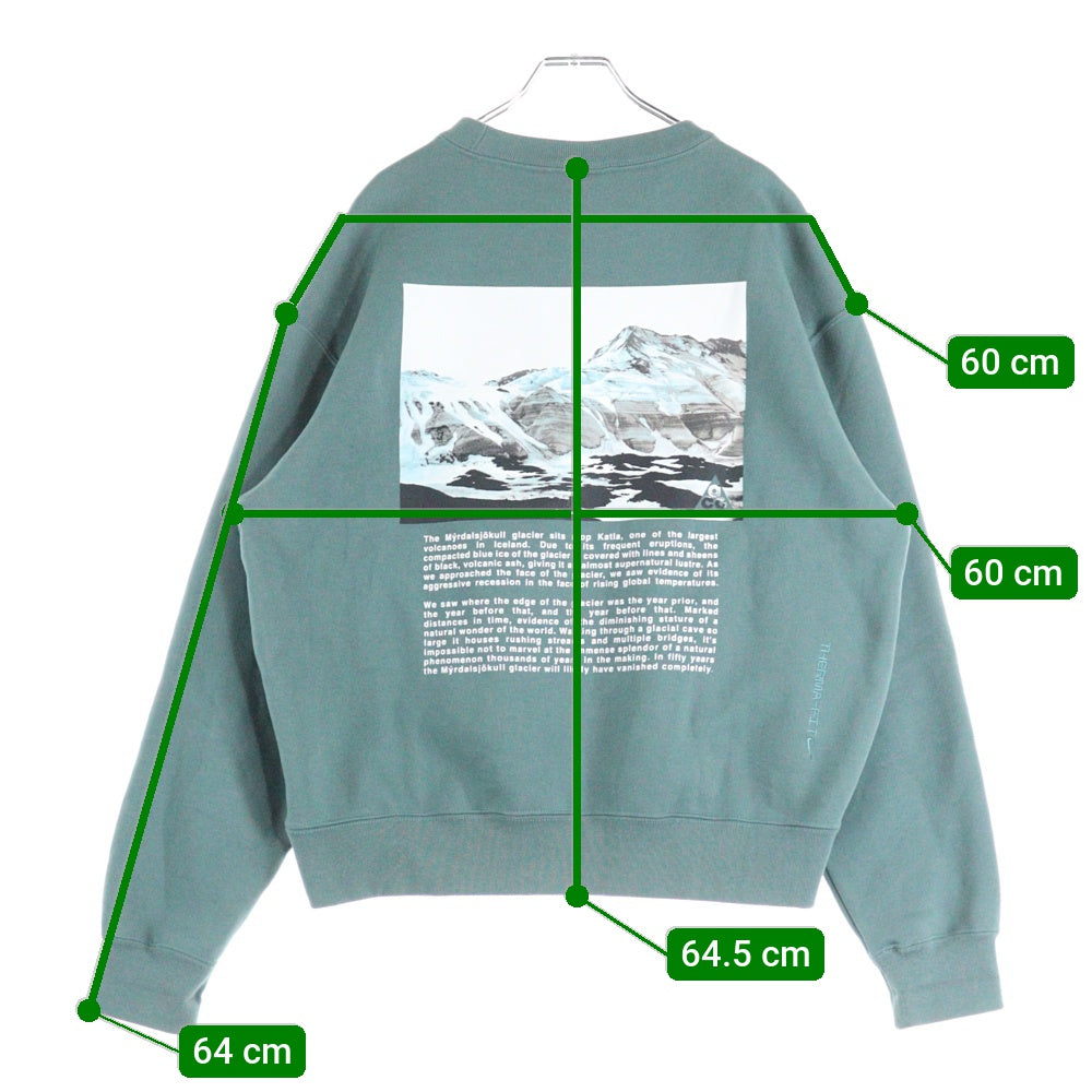 NIKE ACG(ナイキエーシージー) TF FLC GPX CREW MINERAL クルー ミネラル フォトプリントデザイン クルーネック スウェット セーター グリーン DJ1591-384