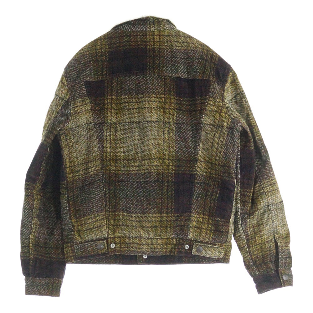 Levi's(リーバイス) ダブルフラップポケット チェック柄 ボア トラッカージャケット イエロー PC9-16365-0168