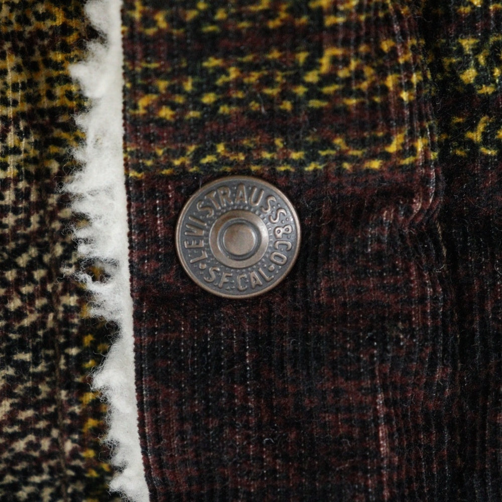 Levi's(リーバイス) ダブルフラップポケット チェック柄 ボア トラッカージャケット イエロー PC9-16365-0168