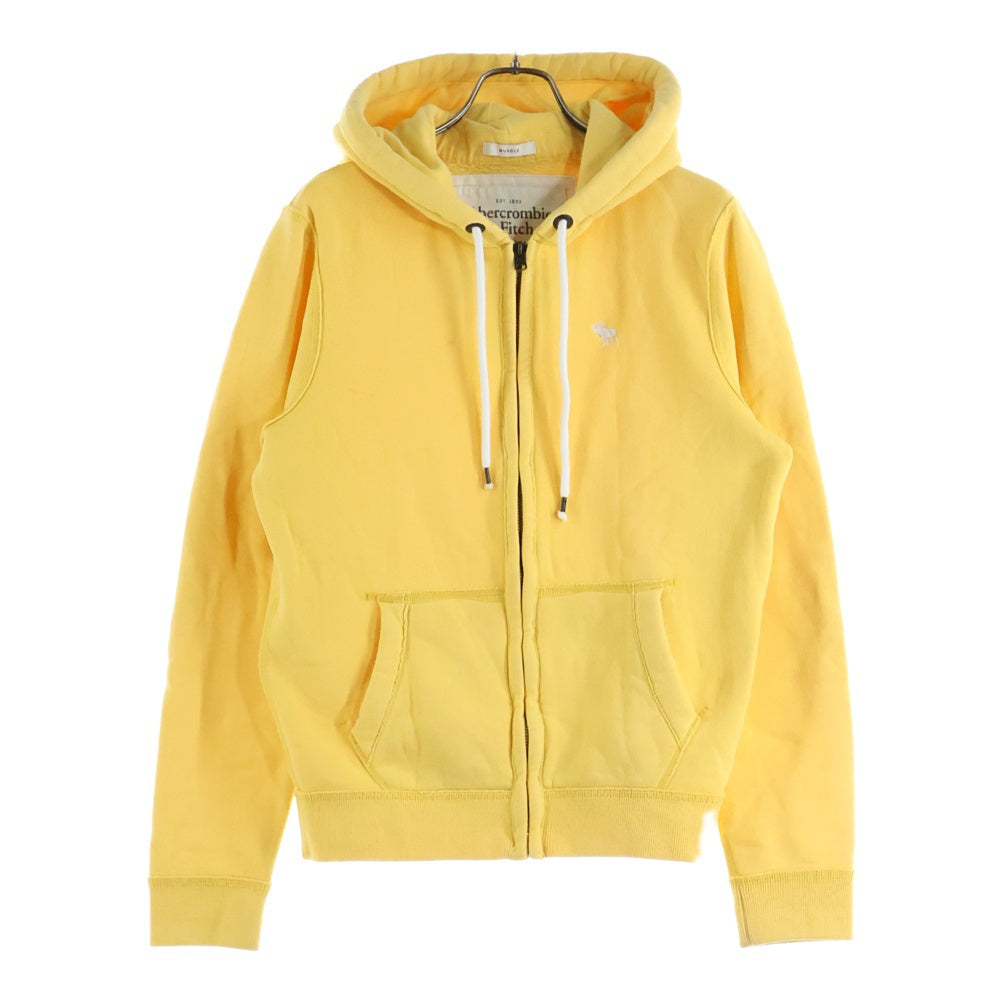 Abercrombie&Fitch(アバクロンビーアンドフィッチ) MUSCLE マッスル フロントロゴエンブロイダリー ジップアップフーディー パーカー イエロー
