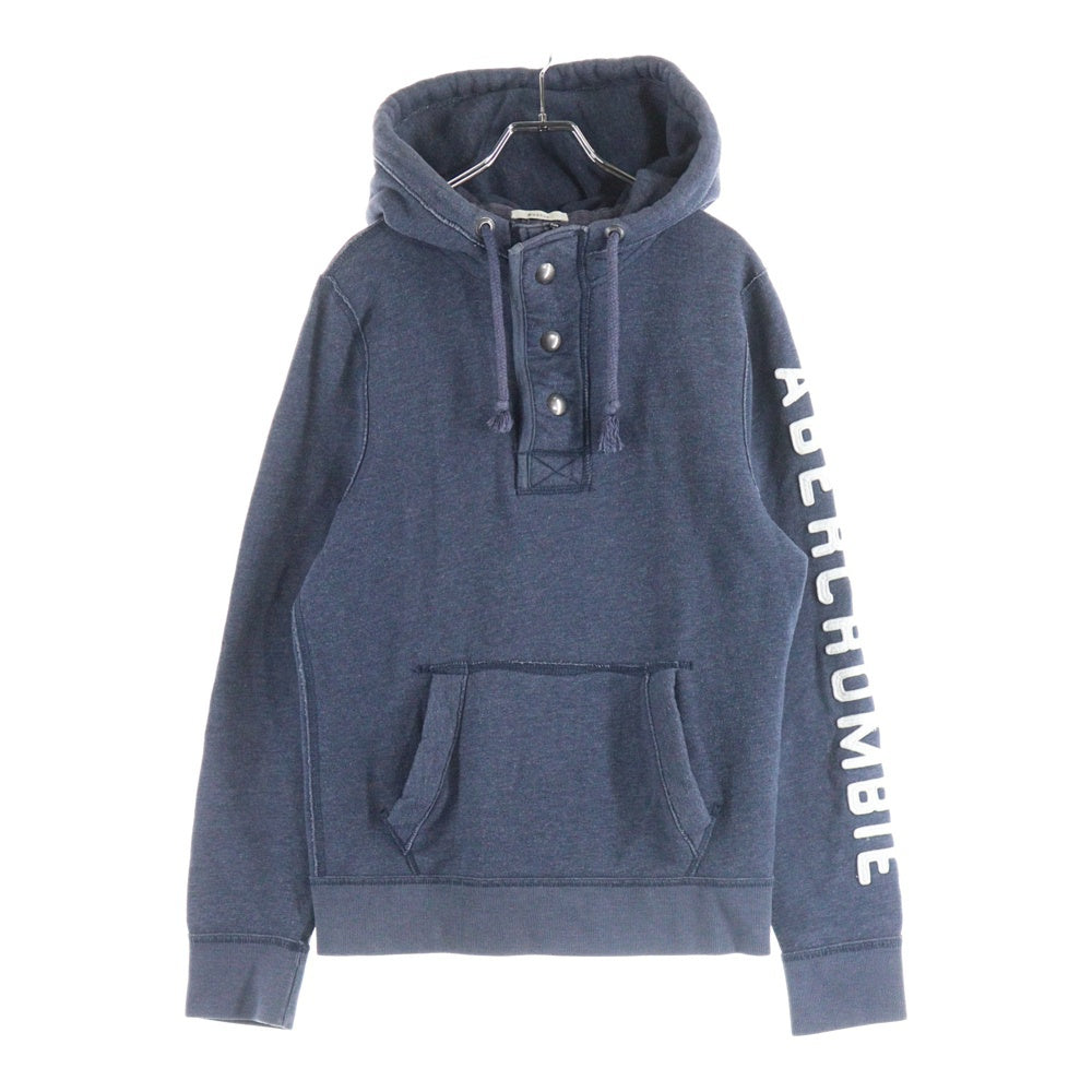 Abercrombie&Fitch(アバクロンビーアンドフィッチ) アームロゴエンブロイダリー ハーフジップ プルオーバーフーディー パーカー ネイビー