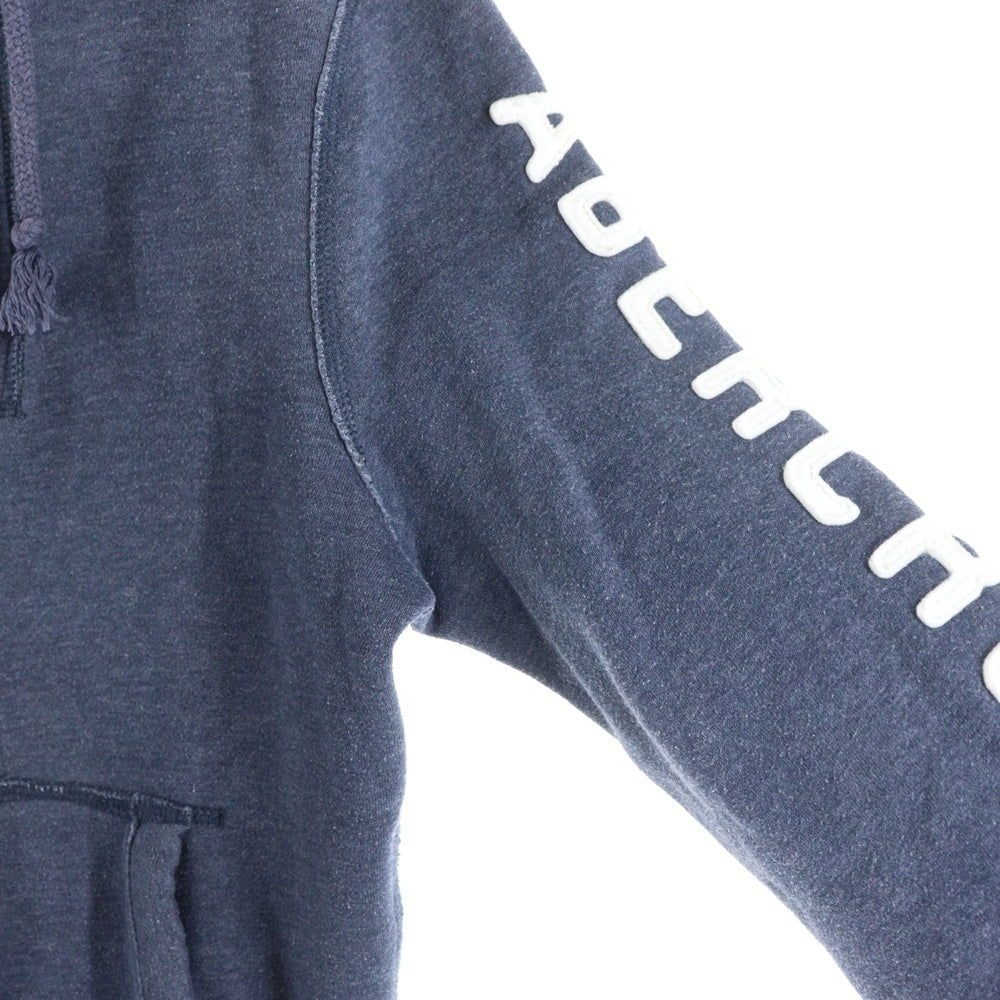 Abercrombie&Fitch(アバクロンビーアンドフィッチ) アームロゴエンブロイダリー ハーフジップ プルオーバーフーディー パーカー ネイビー