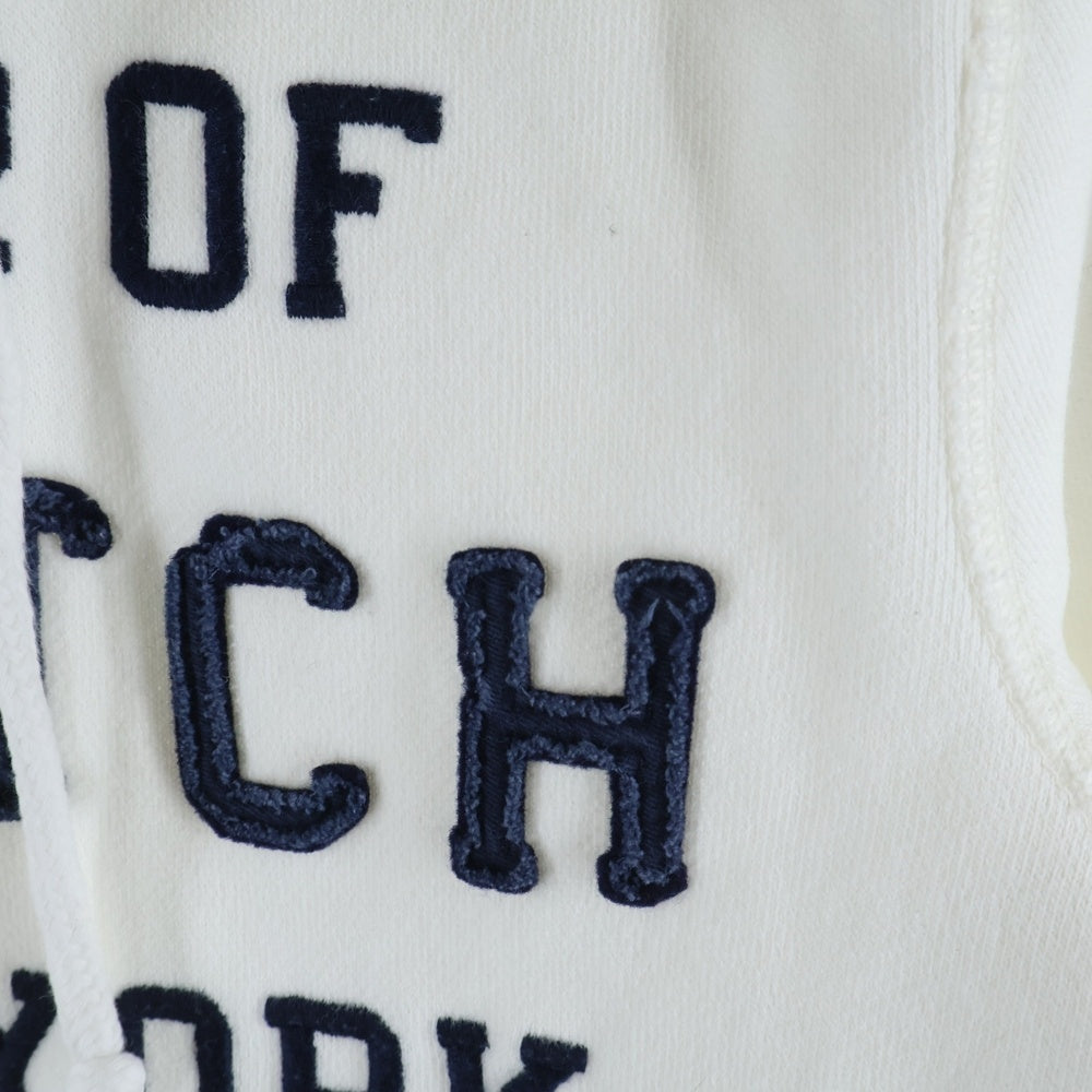 Abercrombie&Fitch(アバクロンビーアンドフィッチ) フロントロゴエンブロイダリー ジップアップフーディー パーカー ホワイト