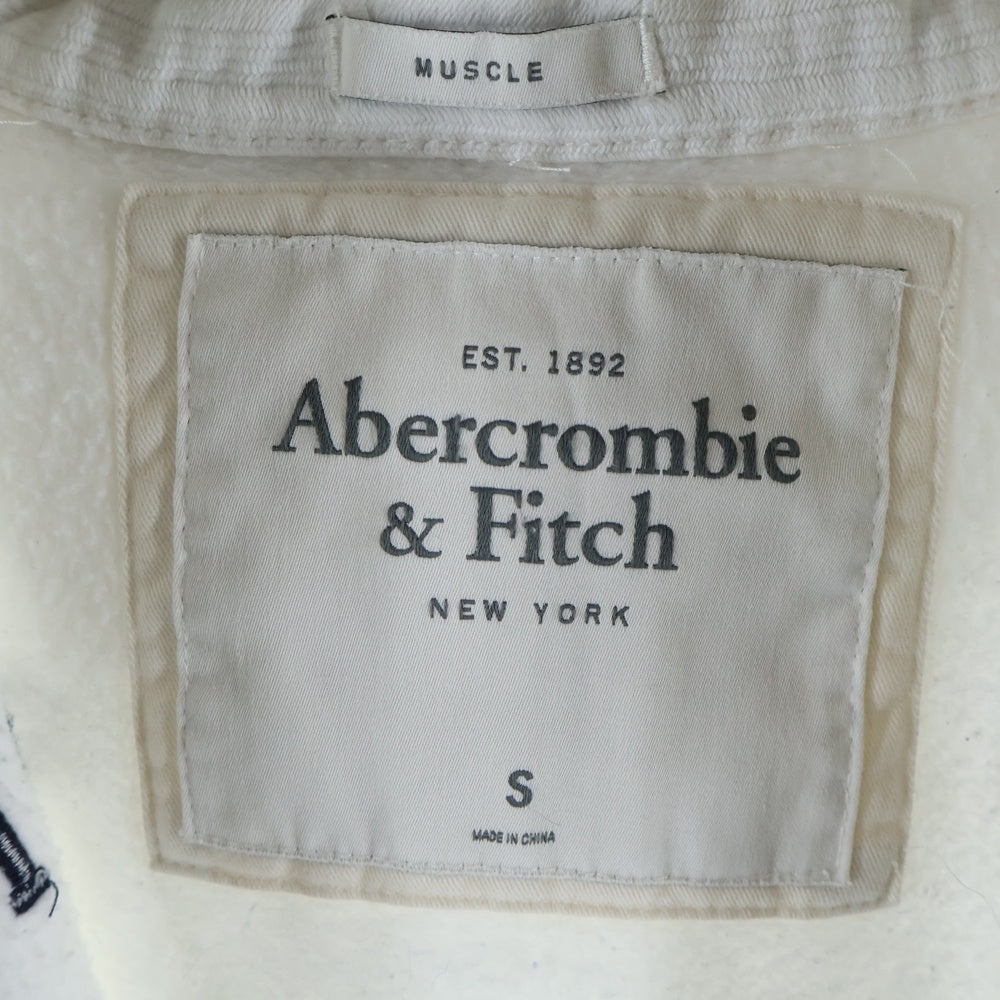 Abercrombie&Fitch(アバクロンビーアンドフィッチ) フロントロゴエンブロイダリー ジップアップフーディー パーカー ホワイト