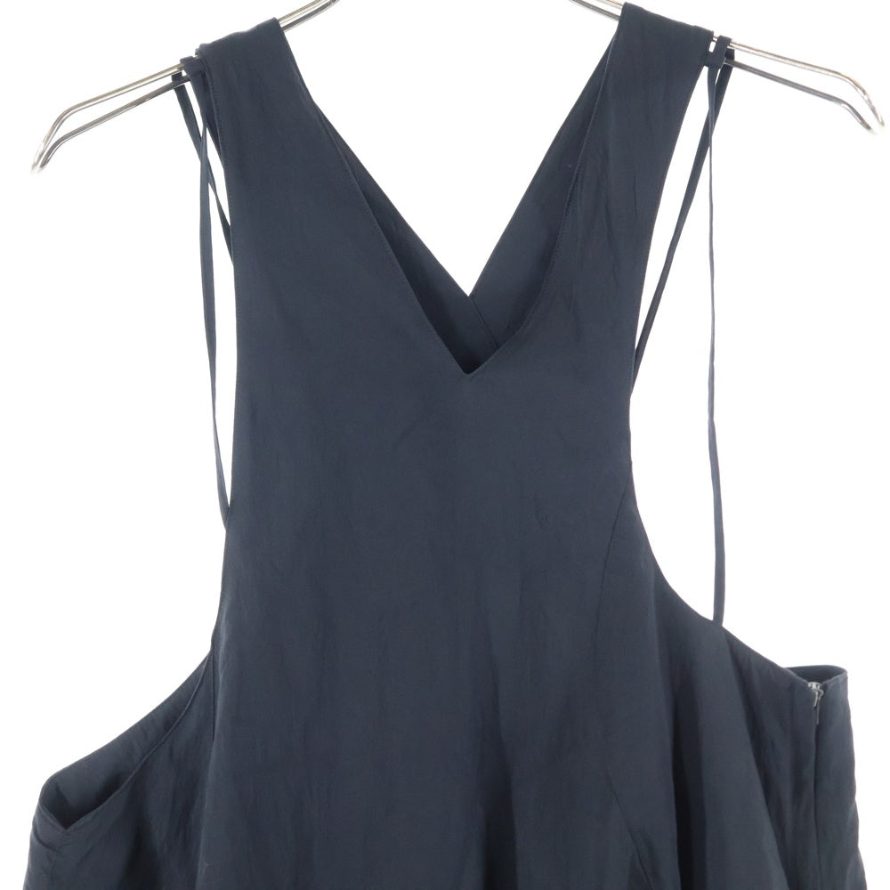 AKIRA NAKA(アキラナカ) レーヨン混 ナイロン ノースリーブワンピース ドレス レディース ブラック AS2455-BK