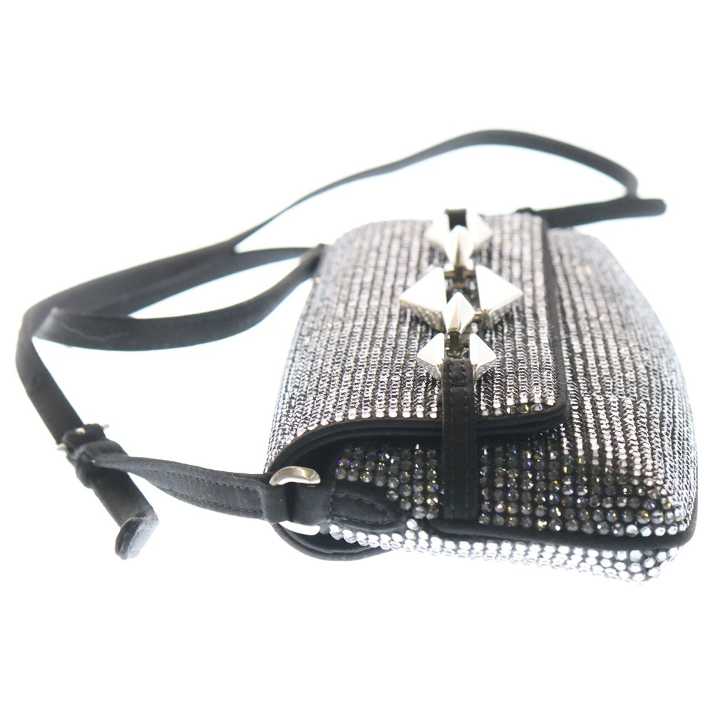 JIMMY CHOO(ジミーチュウ) ラインストーン ミニショルダーバッグ ボディバッグ シルバー/ブラック レディース