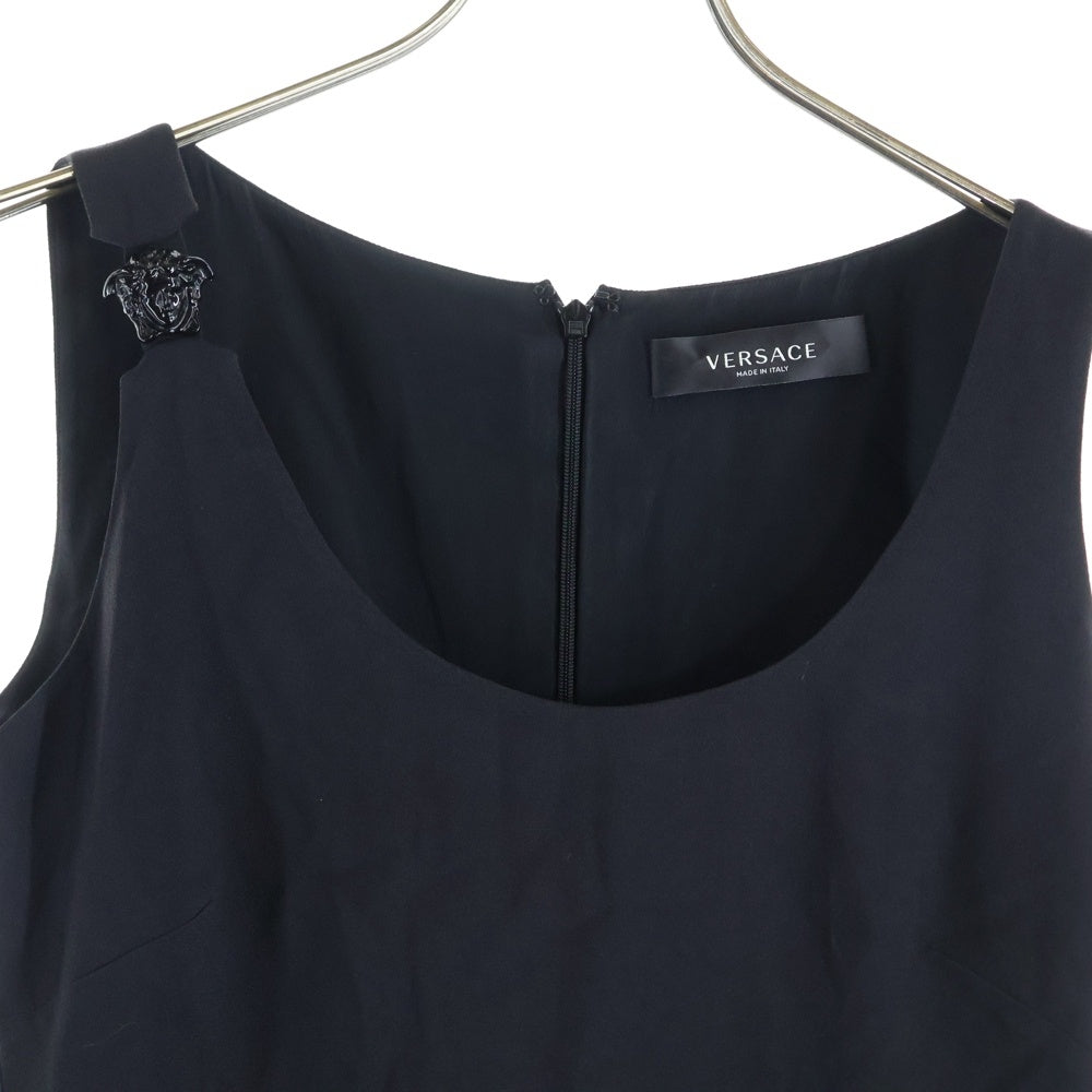 VERSACE(ヴェルサーチ) メデューサパッチ ノースリーブワンピース ドレス レディース ブラック 1000688 1A01069 RFID
