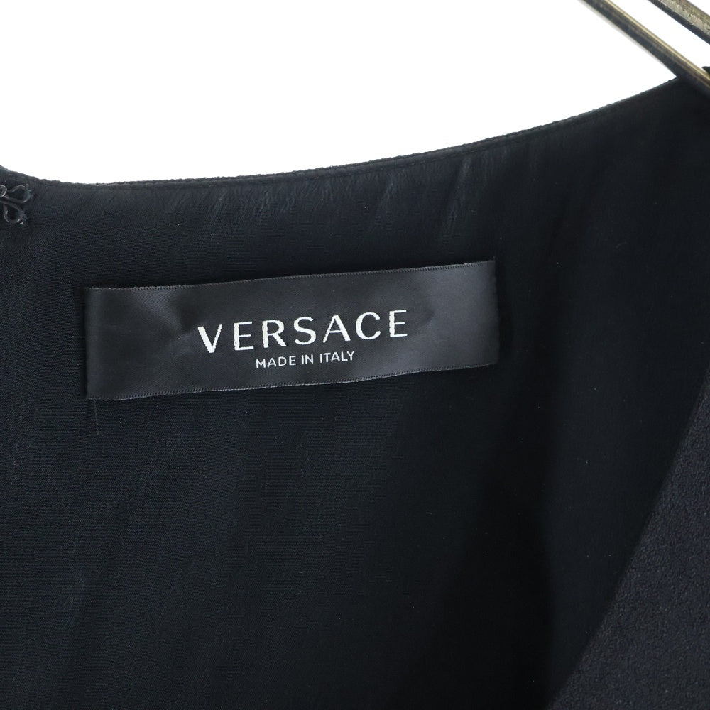 VERSACE(ヴェルサーチ) メデューサパッチ ノースリーブワンピース ドレス レディース ブラック 1000688 1A01069 RFID