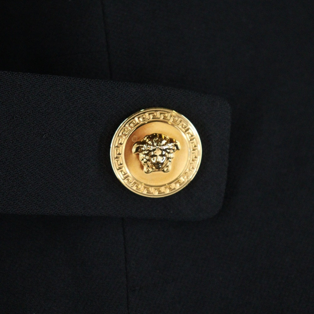 VERSACE(ヴェルサーチ) メデューサボタン ベルト付き ショートスリーブワンピース ドレス レディース ブラック