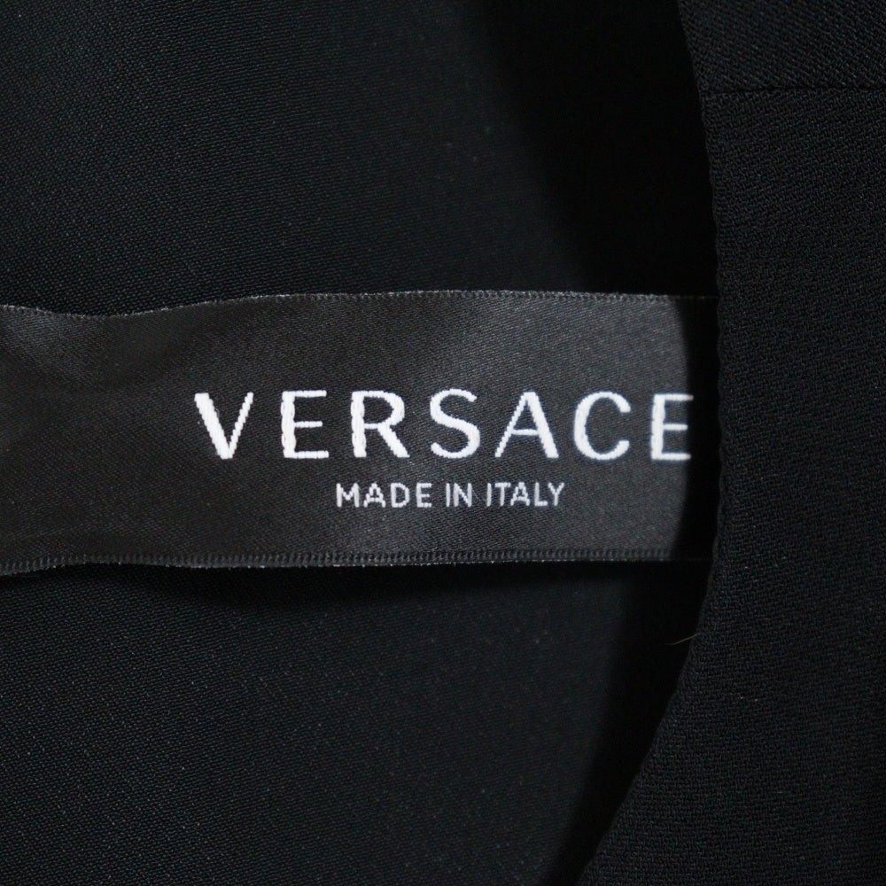 VERSACE(ヴェルサーチ) メデューサボタン ベルト付き ショートスリーブワンピース ドレス レディース ブラック