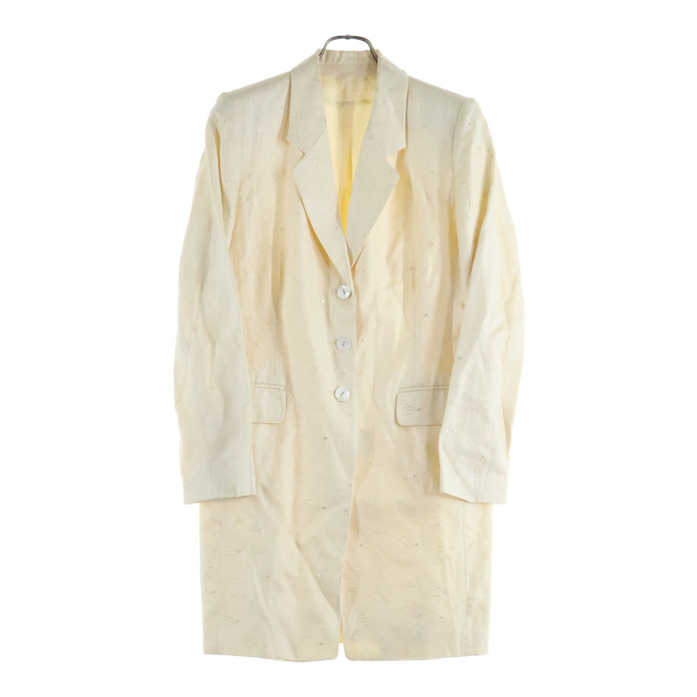 NO BRAND(ノーブランド) RICHARDS (リチャーズ) 花刺繍 シングルテーラードロングジャケット レディース アイボリー