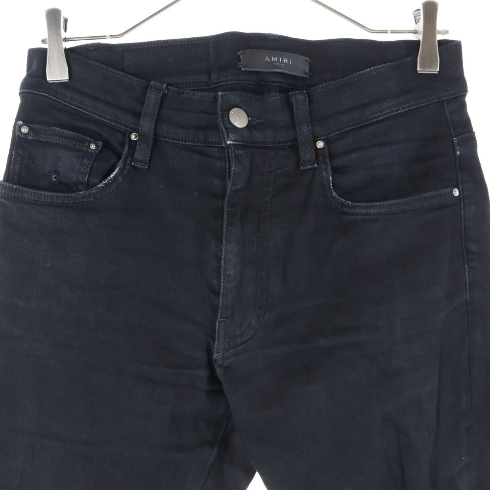 AMIRI(アミリ) ロゴレザーパッチ スキニーダメージデニムパンツ ジーンズ レディース ブラック