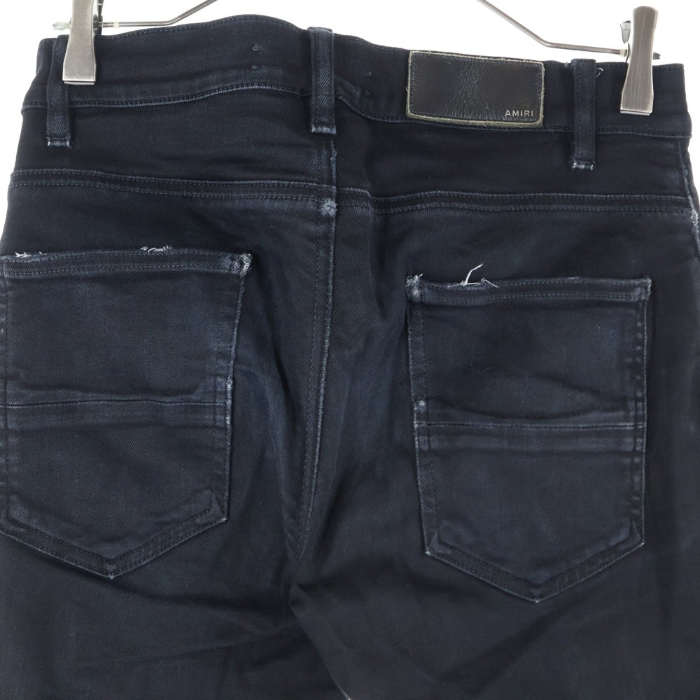 AMIRI(アミリ) ロゴレザーパッチ スキニーダメージデニムパンツ ジーンズ レディース ブラック