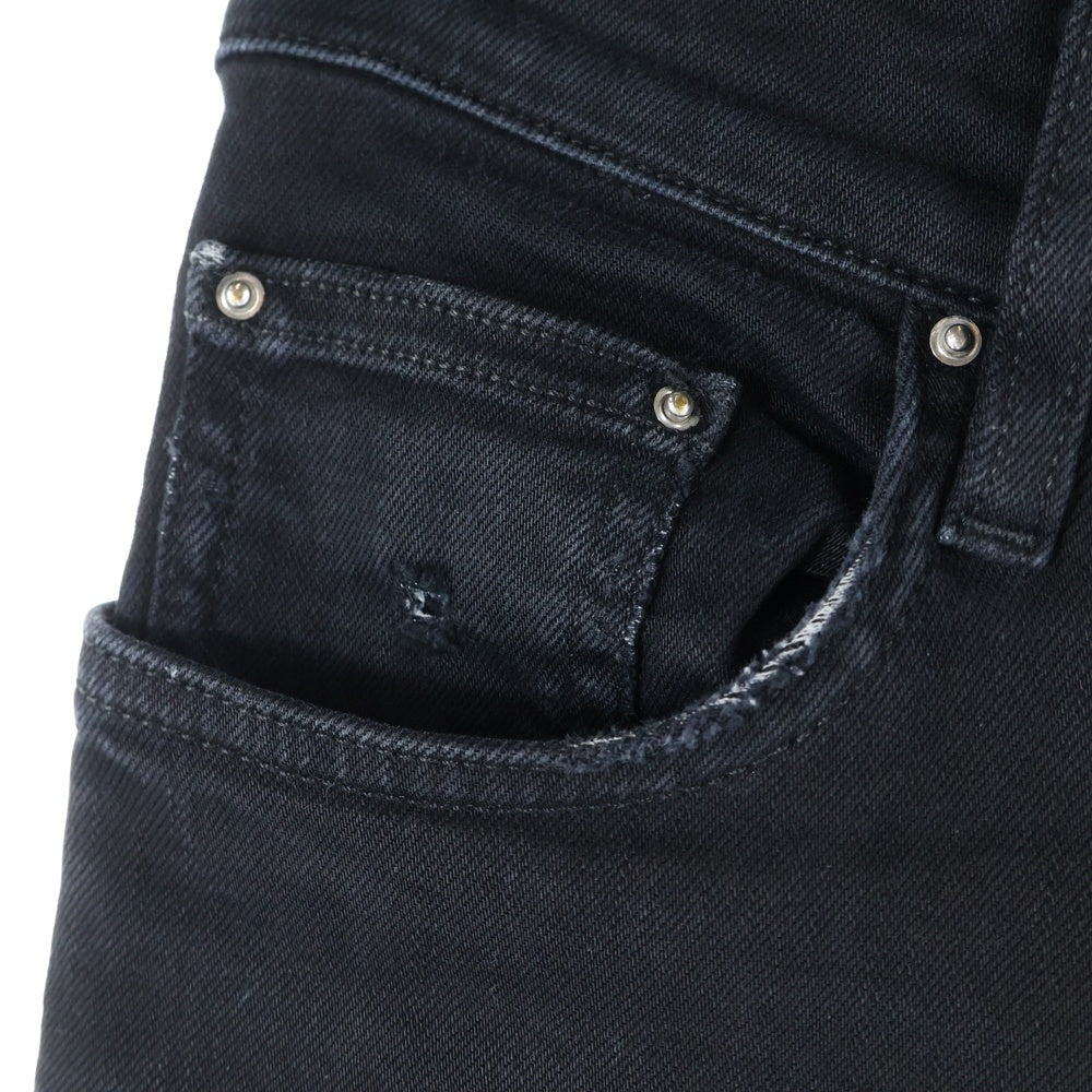 AMIRI(アミリ) ロゴレザーパッチ スキニーダメージデニムパンツ ジーンズ レディース ブラック