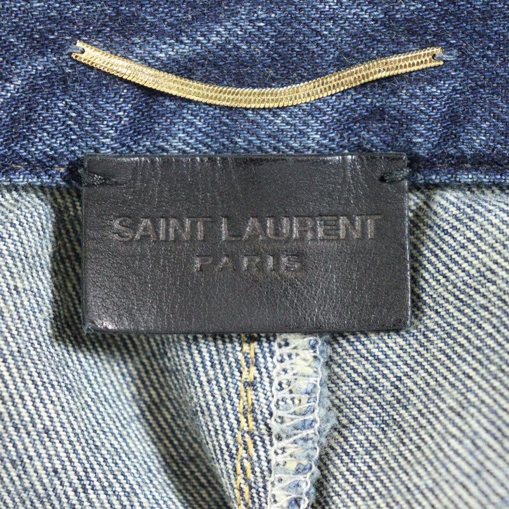 SAINT LAURENT PARIS(サンローランパリ) CONTRAST PIPING DENIM SHORTS コントラスト パイピング デニム ショーツ レディース インディゴ 561424 YC868