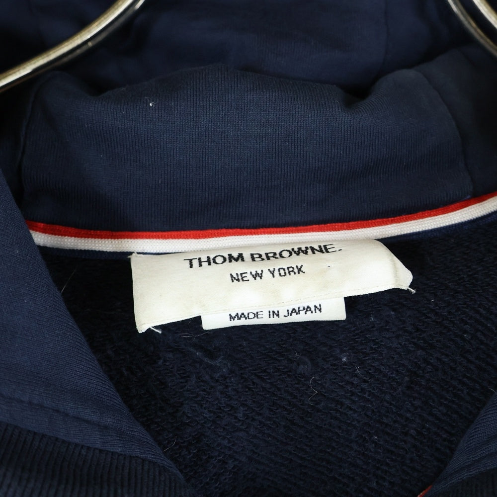 THOM BROWNE(トムブラウン) 4BAR クラシック ジップアップスウェットパーカー フーディー ネイビー MJT022H-00535461