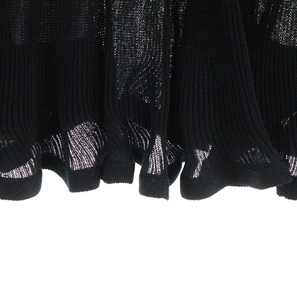 AMERI(アメリ) SHEER FRILL V NECK KNIT TOP シアー フリル Vネック ニット トップ ロングスリーブカットソー レディース ブラック 0125201960130