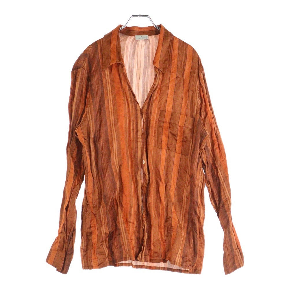 ETRO(エトロ) ストライプ ロングスリーブ レギュラーカラーシャツ オレンジ