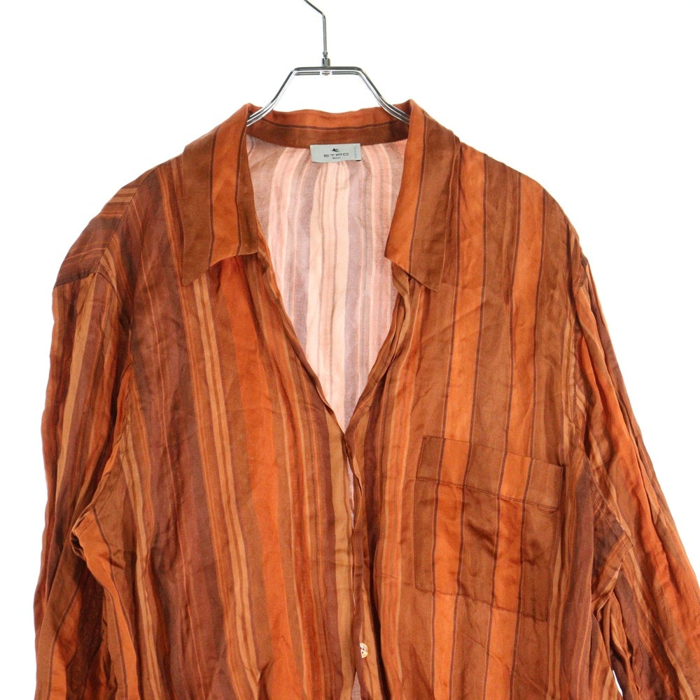 ETRO(エトロ) ストライプ ロングスリーブ レギュラーカラーシャツ オレンジ