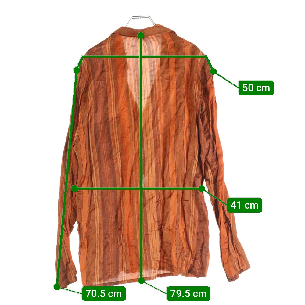 ETRO(エトロ) ストライプ ロングスリーブ レギュラーカラーシャツ オレンジ