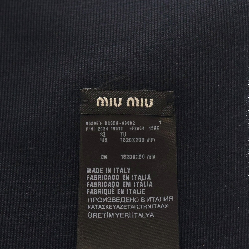 miumiu(ミュウミュウ) ロゴ刺繍 ウールマフラー ストール ネイビー 5FS004 15RK RFID