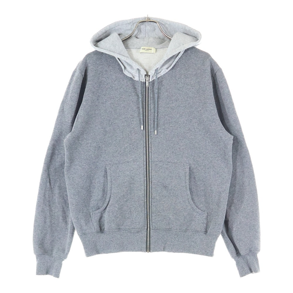 SAINT LAURENT PARIS(サンローランパリ) フード切り替え ジップアップスウェットパーカー フーディー グレー 646312 YBWU2