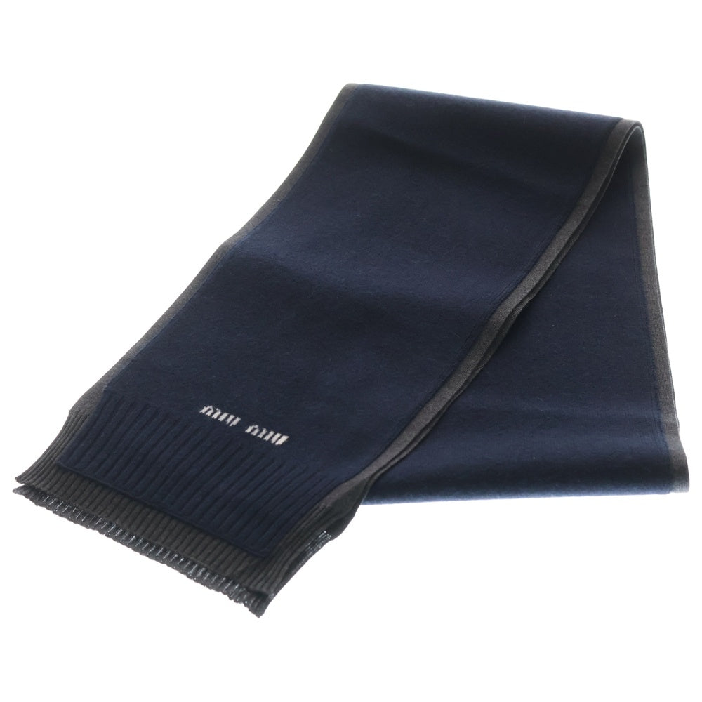 miumiu(ミュウミュウ) ロゴ刺繍 ウールマフラー ストール グレー 5FS004 15RK RFID