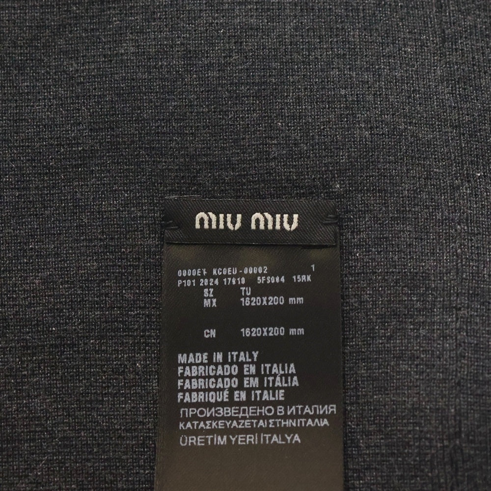 miumiu(ミュウミュウ) ロゴ刺繍 ウールマフラー ストール グレー 5FS004 15RK RFID