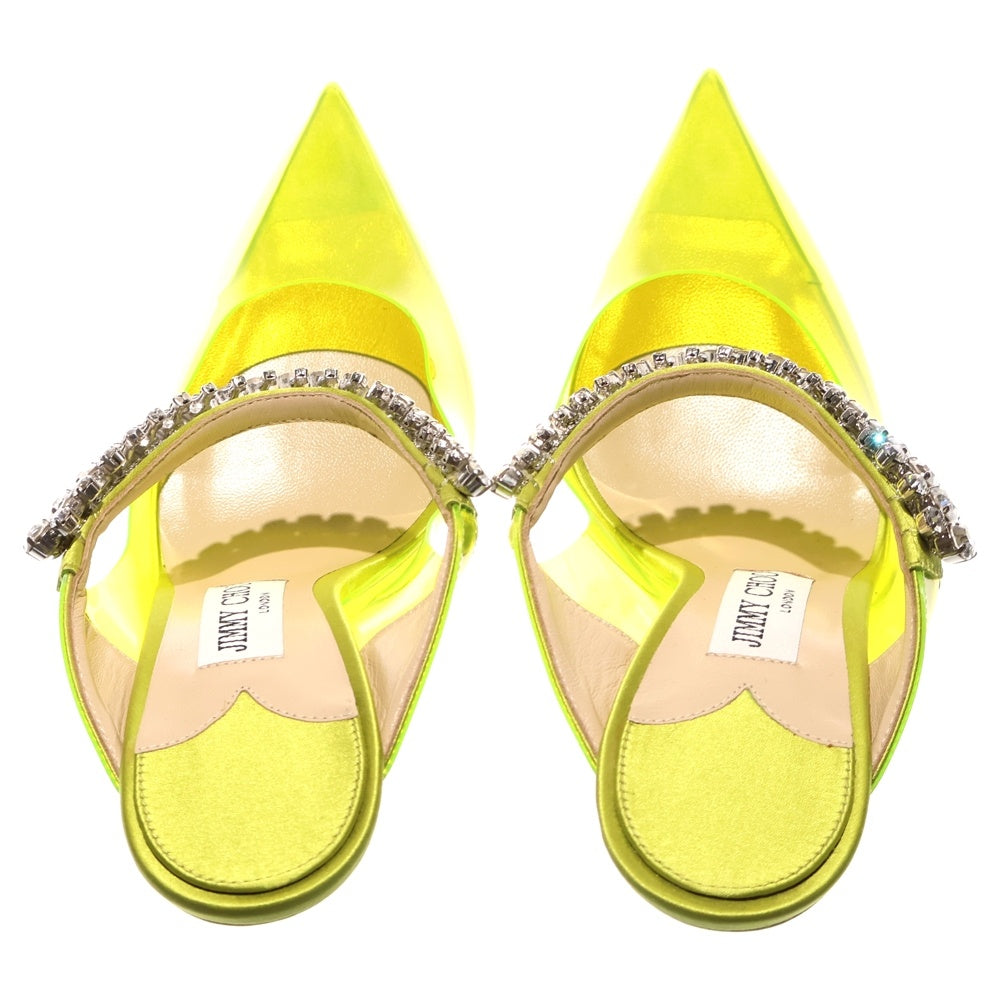 JIMMY CHOO(ジミーチュウ) BING 100 ビング ポインテッドトゥ クリスタルスタッズ PVCハイヒール レディース イエロー