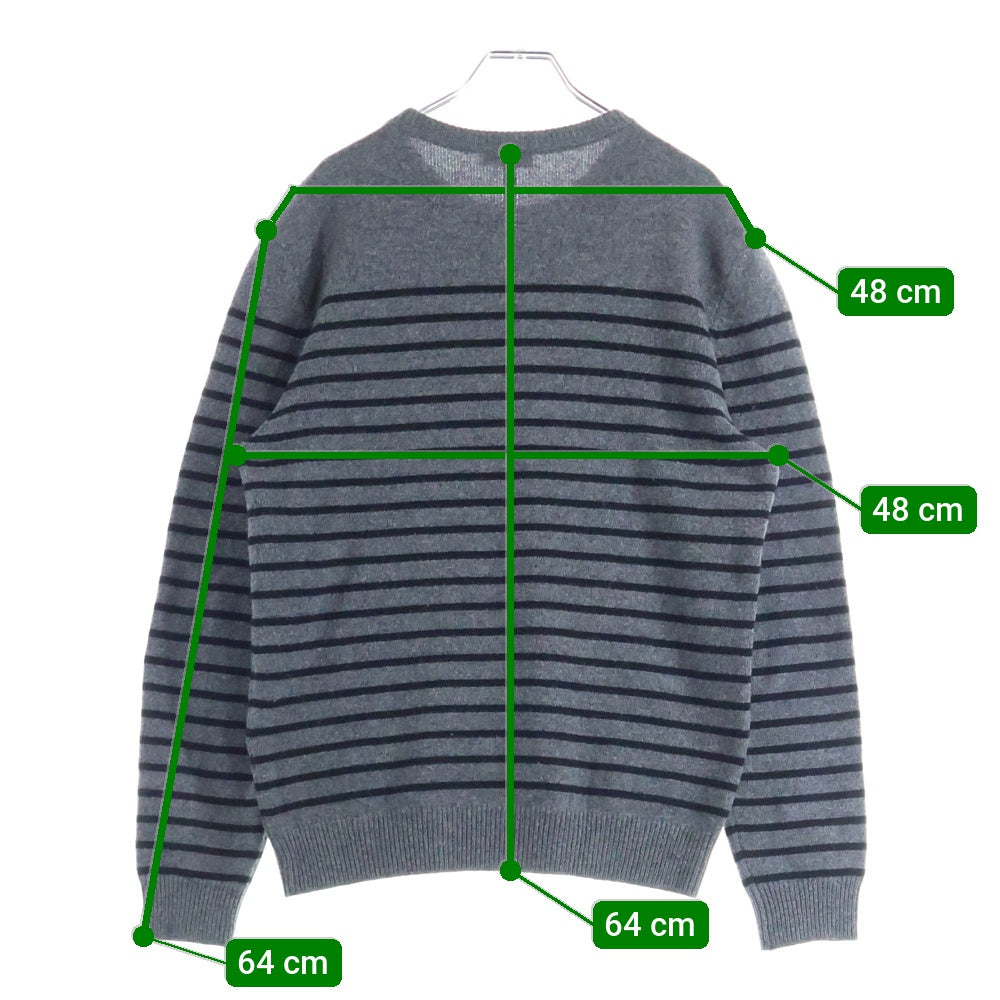 SAINT LAURENT PARIS(サンローランパリ) 16AW カシミヤ ボーダー ニット セーター グレー 453752