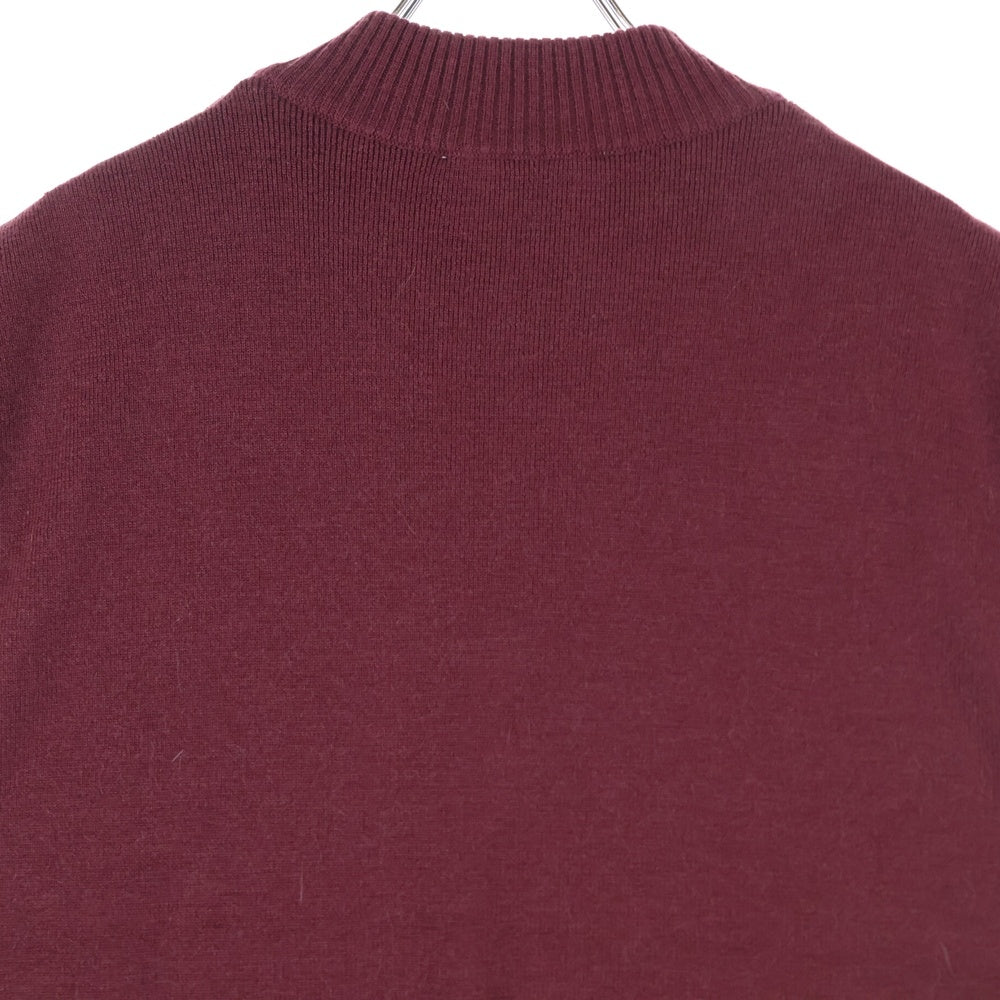 MARINE SERRE(マリーン セル) ムーン総柄 ハーフジップ ノースリーブ ニットベスト バーガンディ/ベージュ