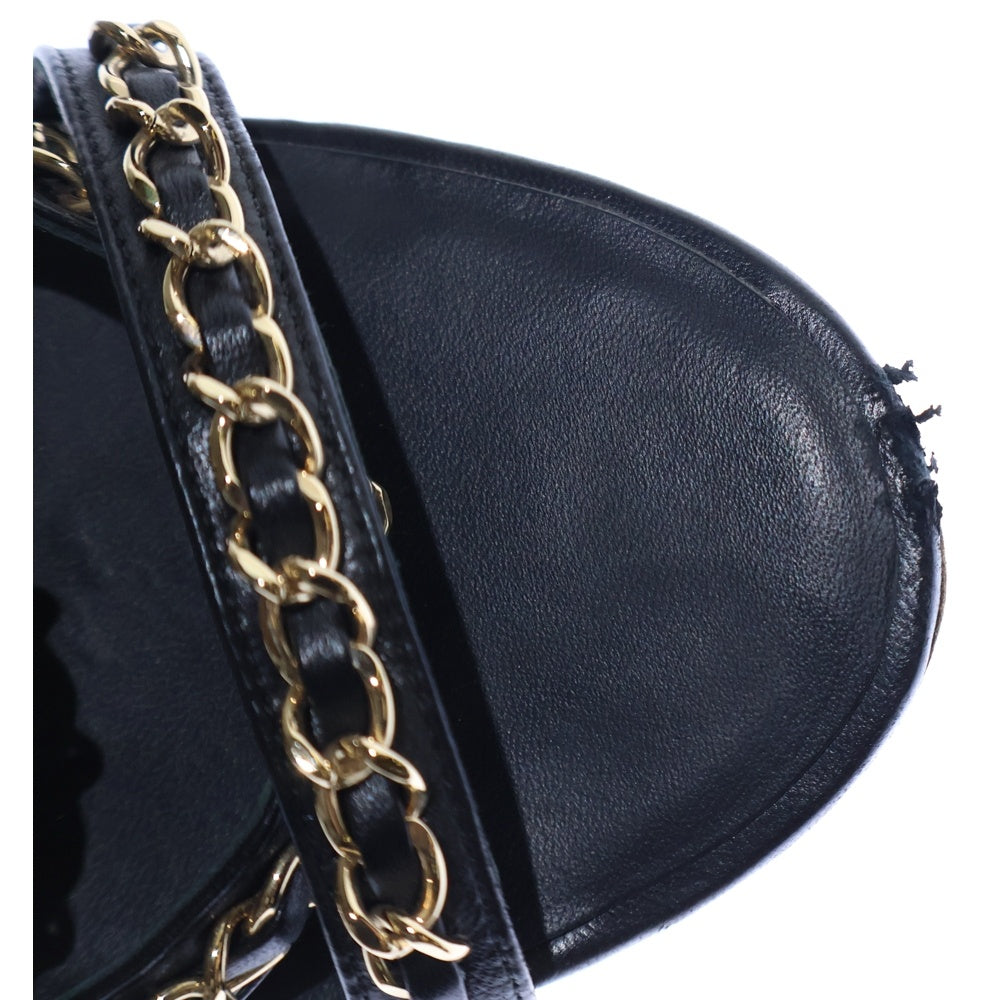 CHANEL(シャネル) ゴールドチェーン レザーハイヒール サンダル レディース ブラック