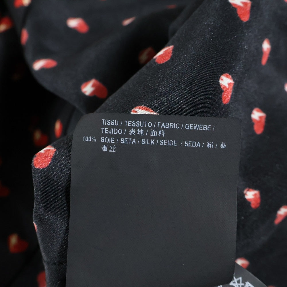 SAINT LAURENT PARIS(サンローランパリ) ハート 総柄 シルク 長袖 シャツ レディース ブラック 465896 Y343R